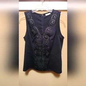 New York And Company Stretch Womens Black V Neck Sleeveless Top Size M Black